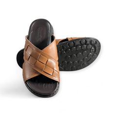 Leather Casual Slipper Tan-3005