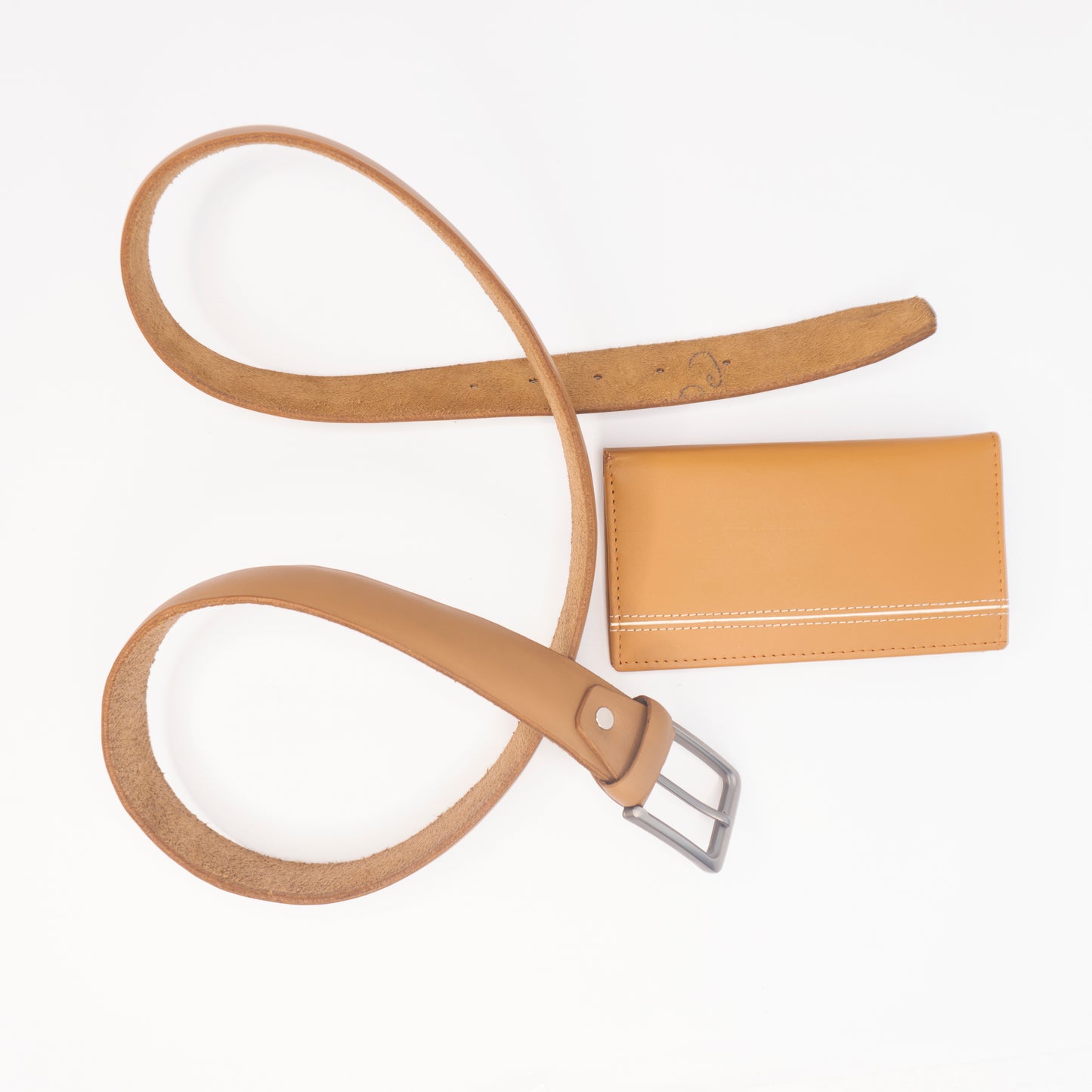 Tan Leather Belt with Buckle