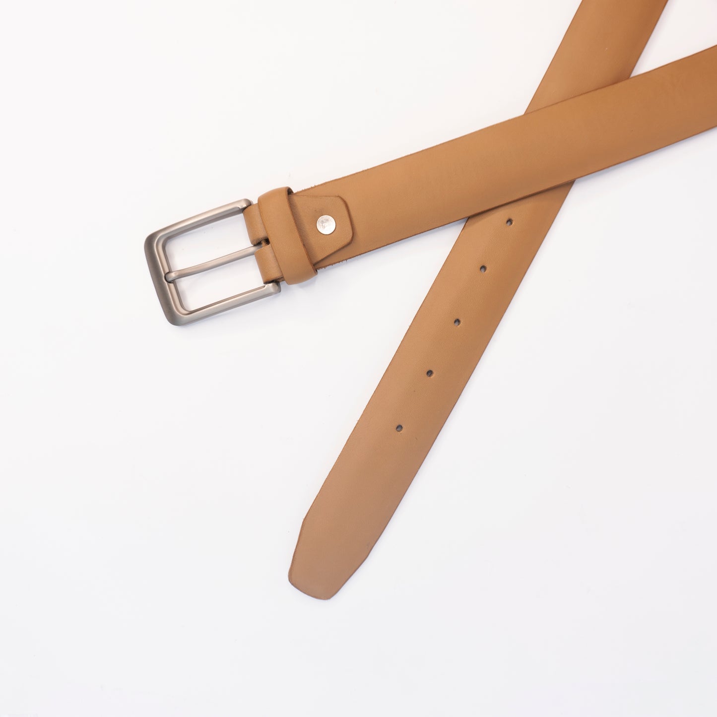 Tan Leather Belt with Buckle