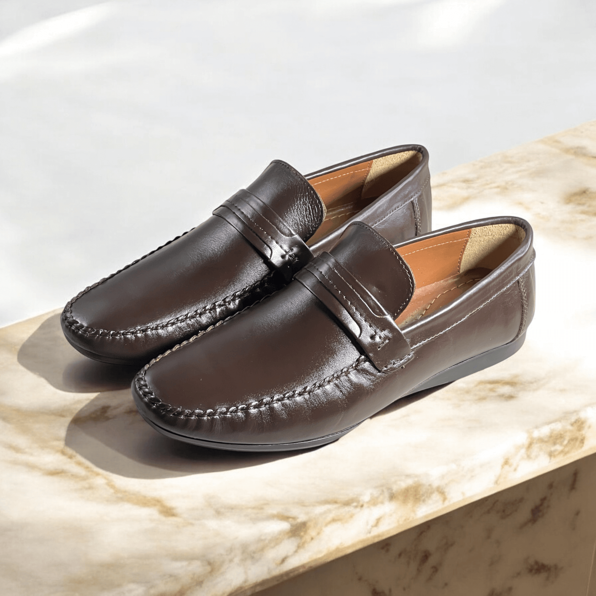 Leather top sider loafer brn-5013