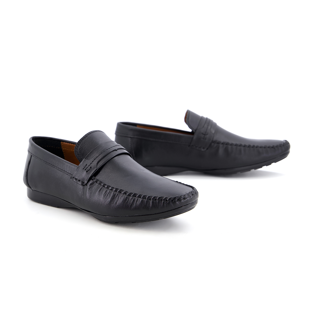 Leather top sider loafer blk-5013