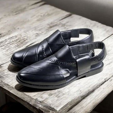 Embosed Peshawari Chappal-BLK-1009