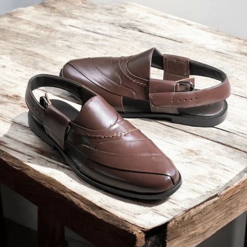 Embosed Peshawari Chappal-BRN-1009
