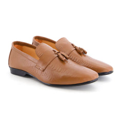Embossed with Tassel Mrd-2010 - Mustard leather moccasins
