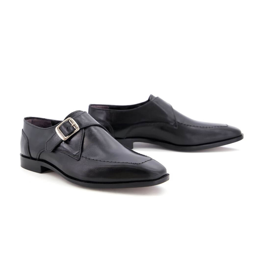 Gavello Monk Strap blk-004 - Premium black leather monk strap