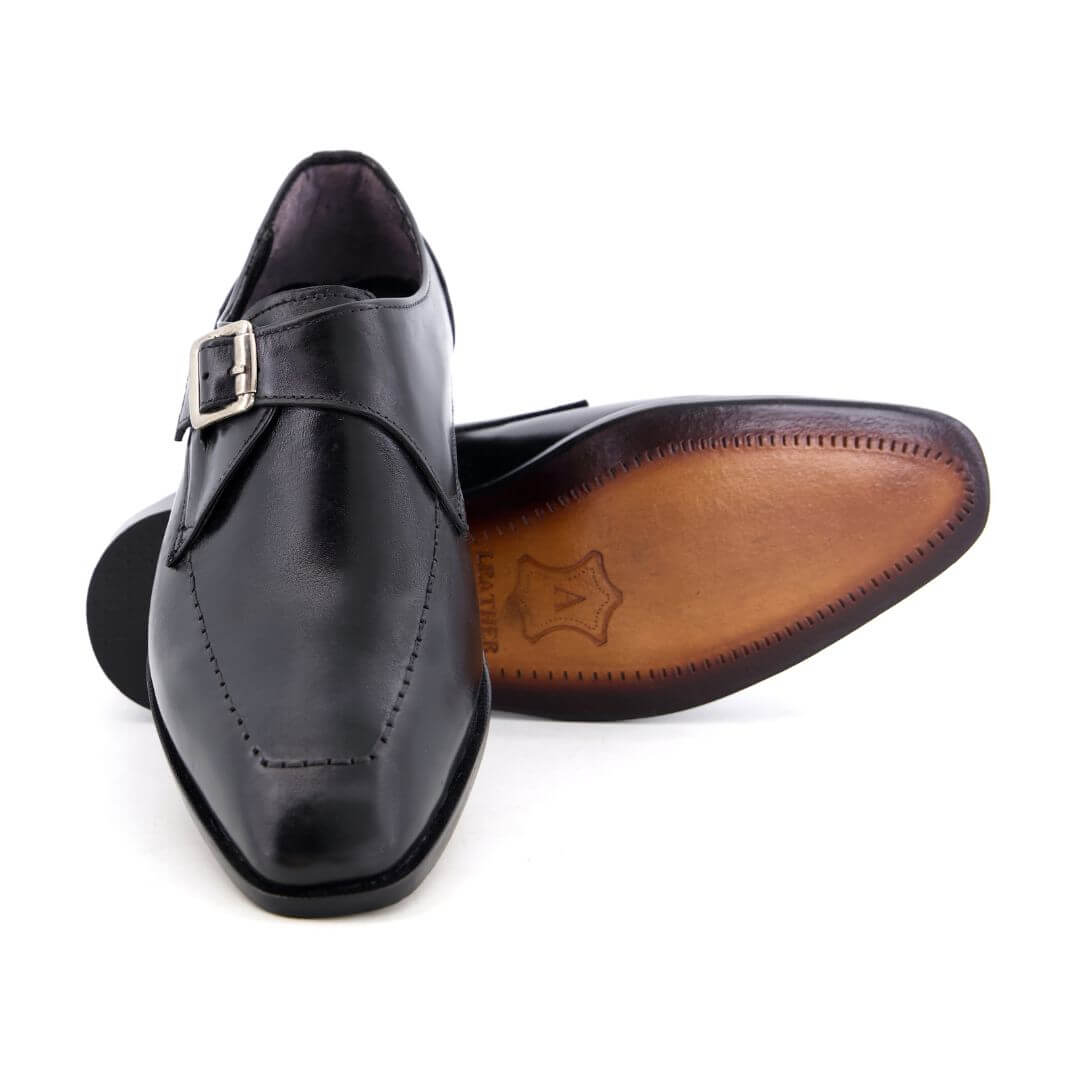 Gavello Monk Strap blk-004 - Italian wax polished finish