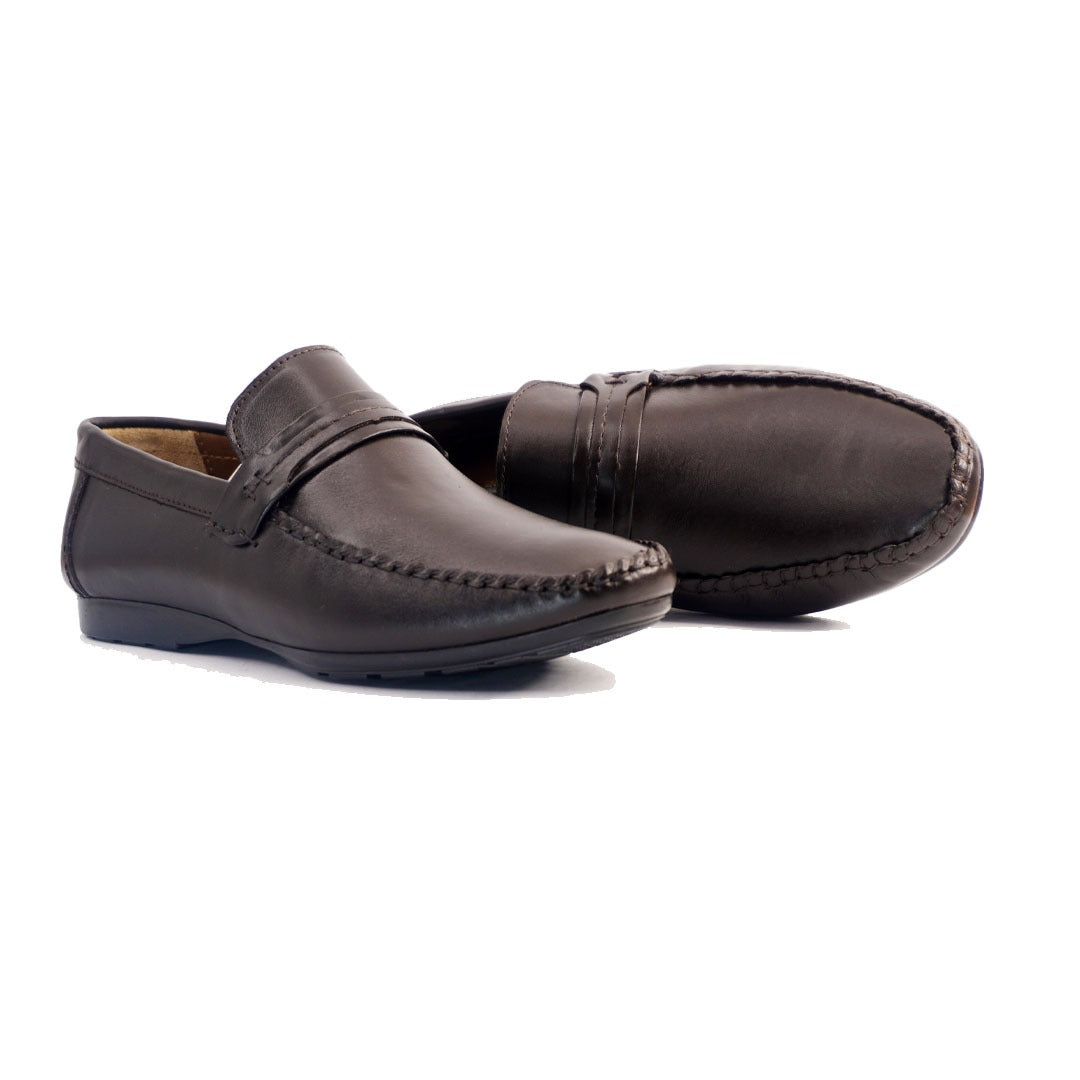 Leather top sider loafer brn-5013