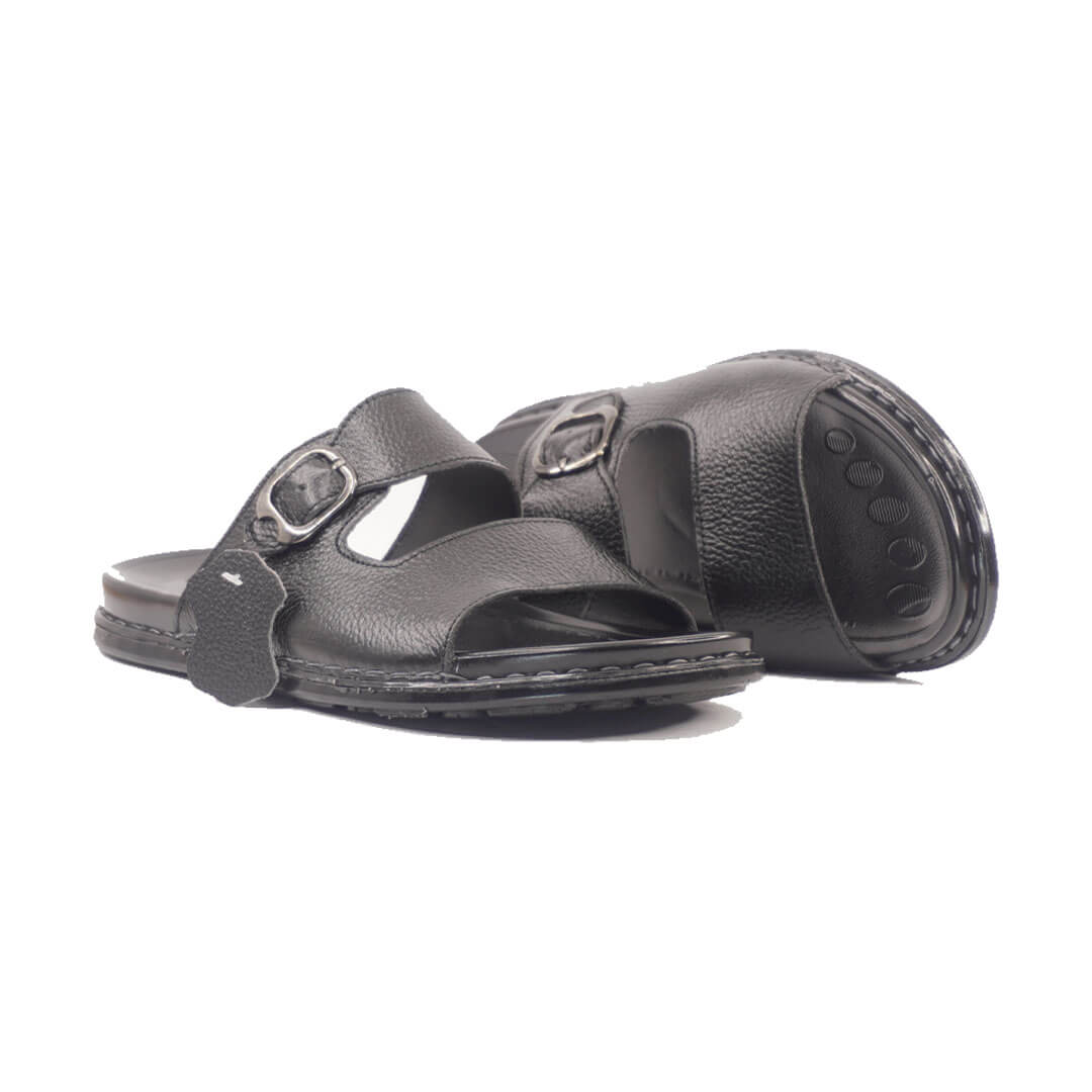 Leather Casual Slipper Blk-3013