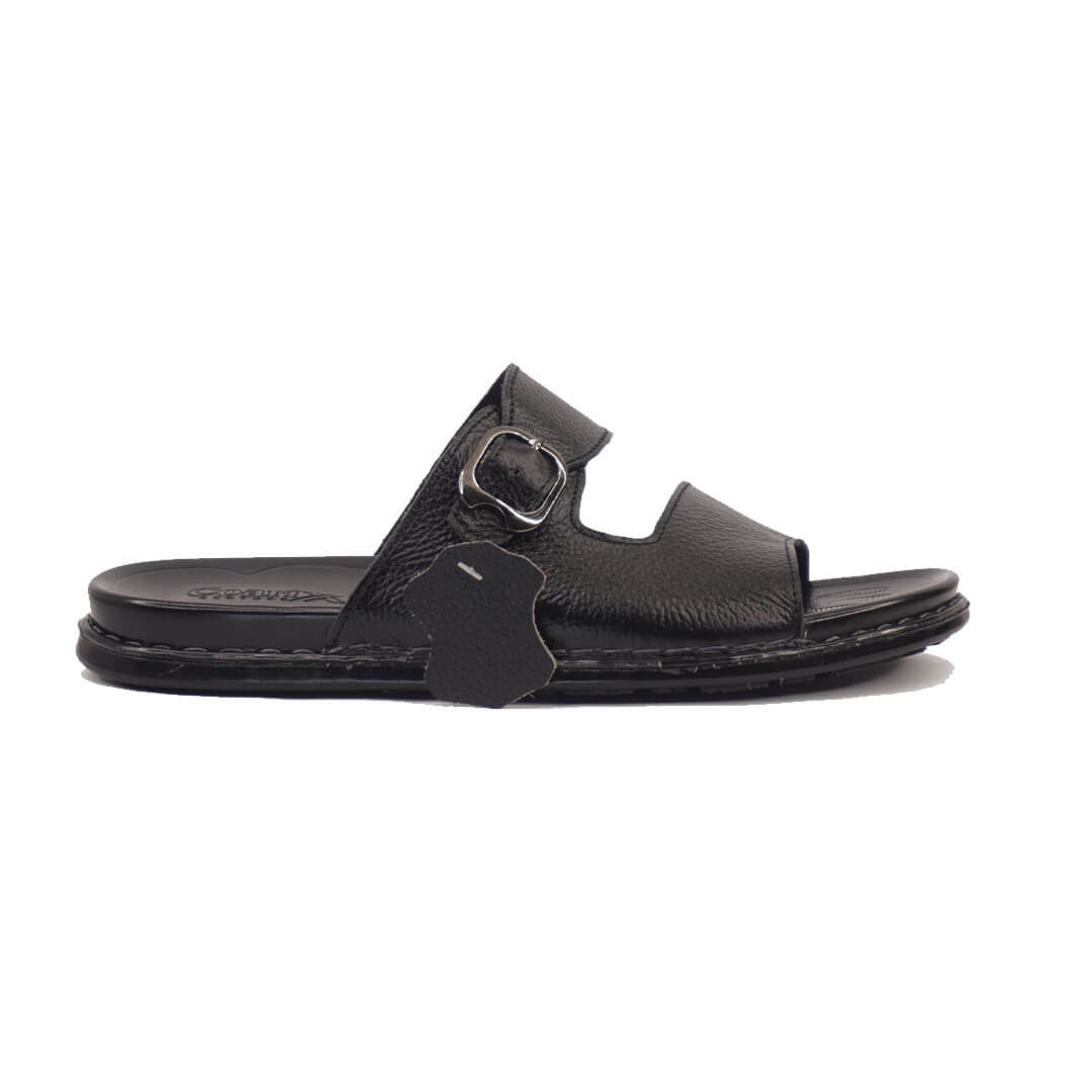 Leather Casual Slipper Blk-3013