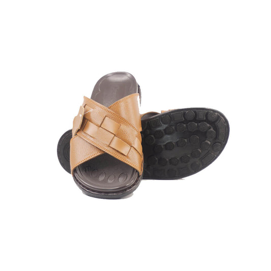 Leather Casual Slipper Tan-3005