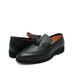 Leather Chunky Tassel blk-018 - anti-bacterial lining
