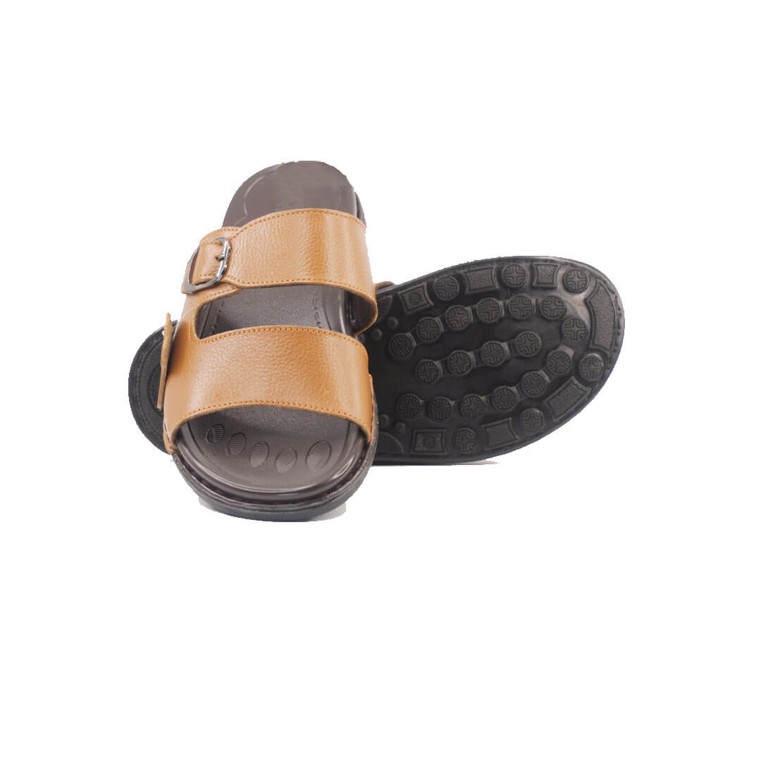 Leather Casual Slipper Tan-3013