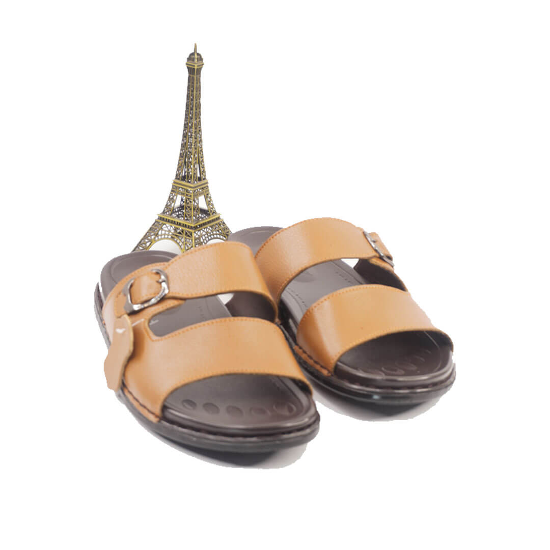 Leather Casual Slipper Tan-3013