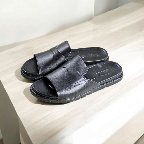 Leather Slipper Black-3009