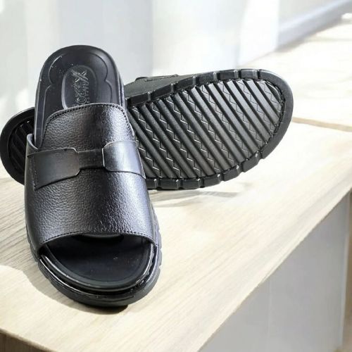Leather Slipper Black-3009