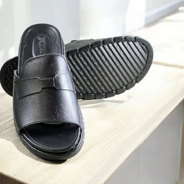 Leather Slipper Black-3009
