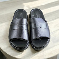 Leather Slipper Black-3009