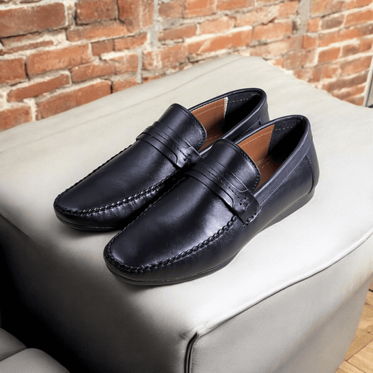 Leather top sider loafer blk-5013