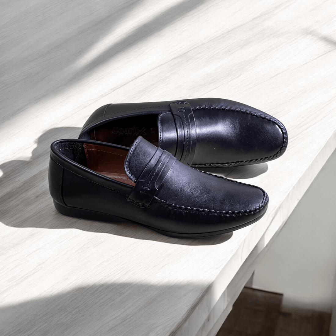 Leather top sider loafer blk-5013