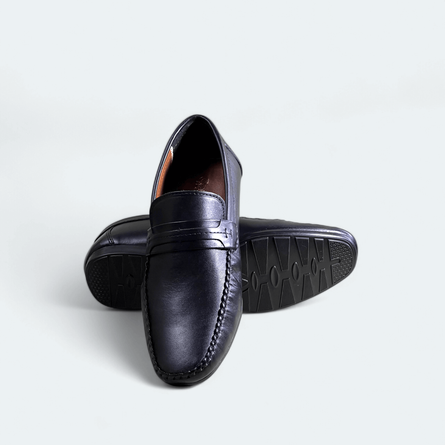 Leather top sider loafer blk-5013