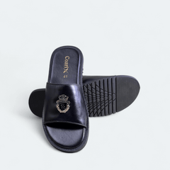 Leather bilinear Slipper black-3001