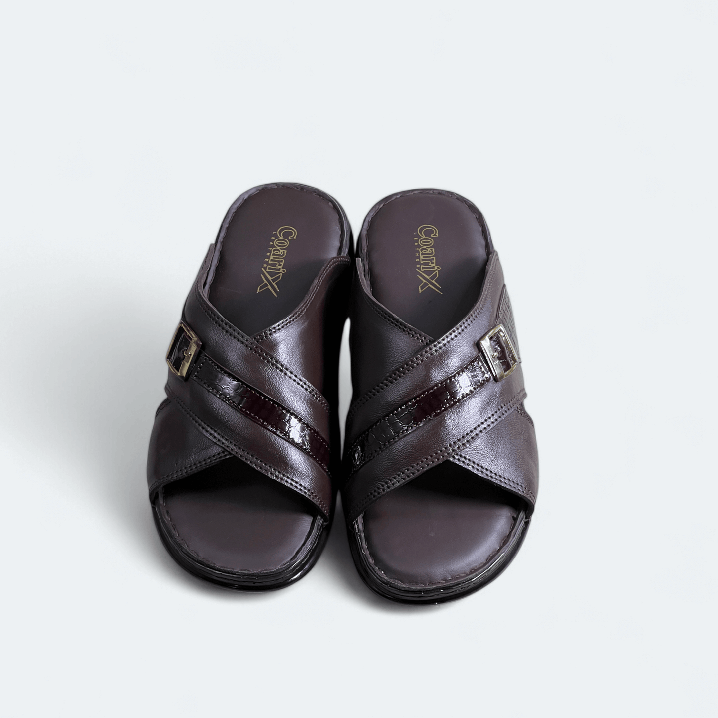 Leather Chappal With Buckle Brn-3007