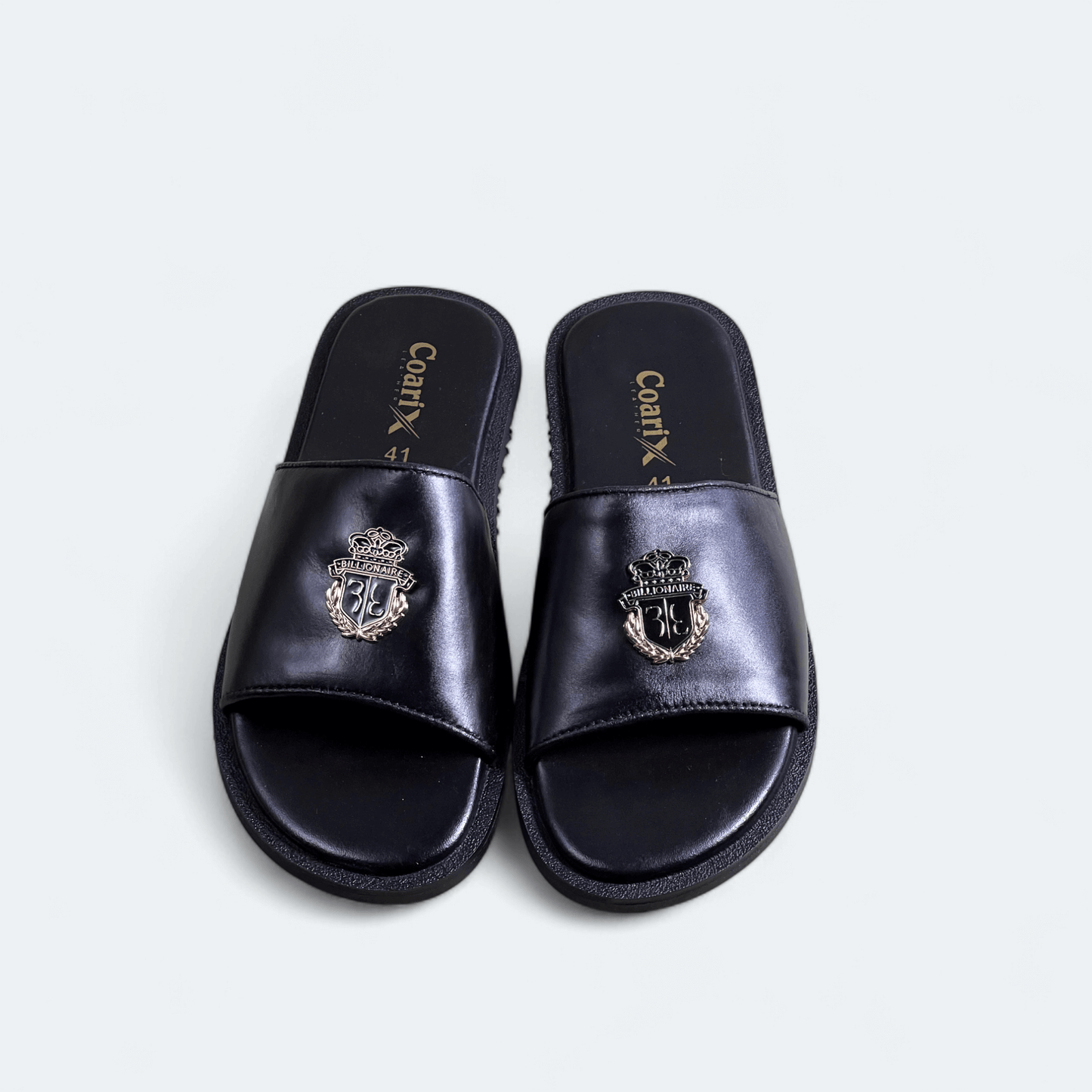 Leather bilinear Slipper black-3001