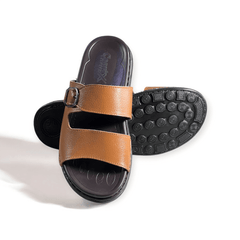 Leather Casual Slipper Tan-3013