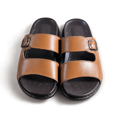 Leather Casual Slipper Tan-3013