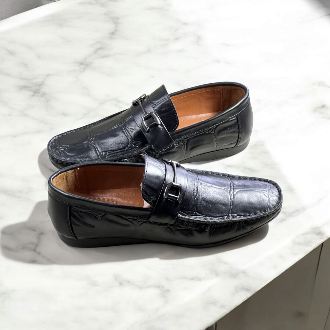 BLK leather Loafers-5017