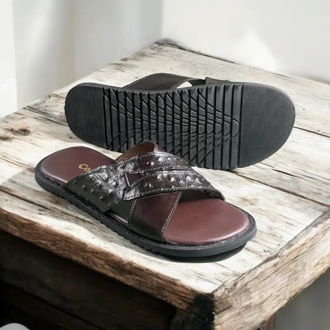 Leather Cross Slipper-3004