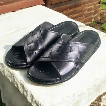 Leather Casual Slipper blk-3005