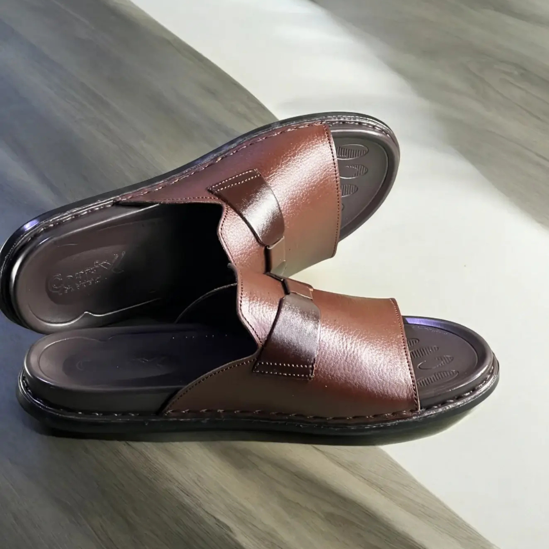 Leather Slipper Brown-3009