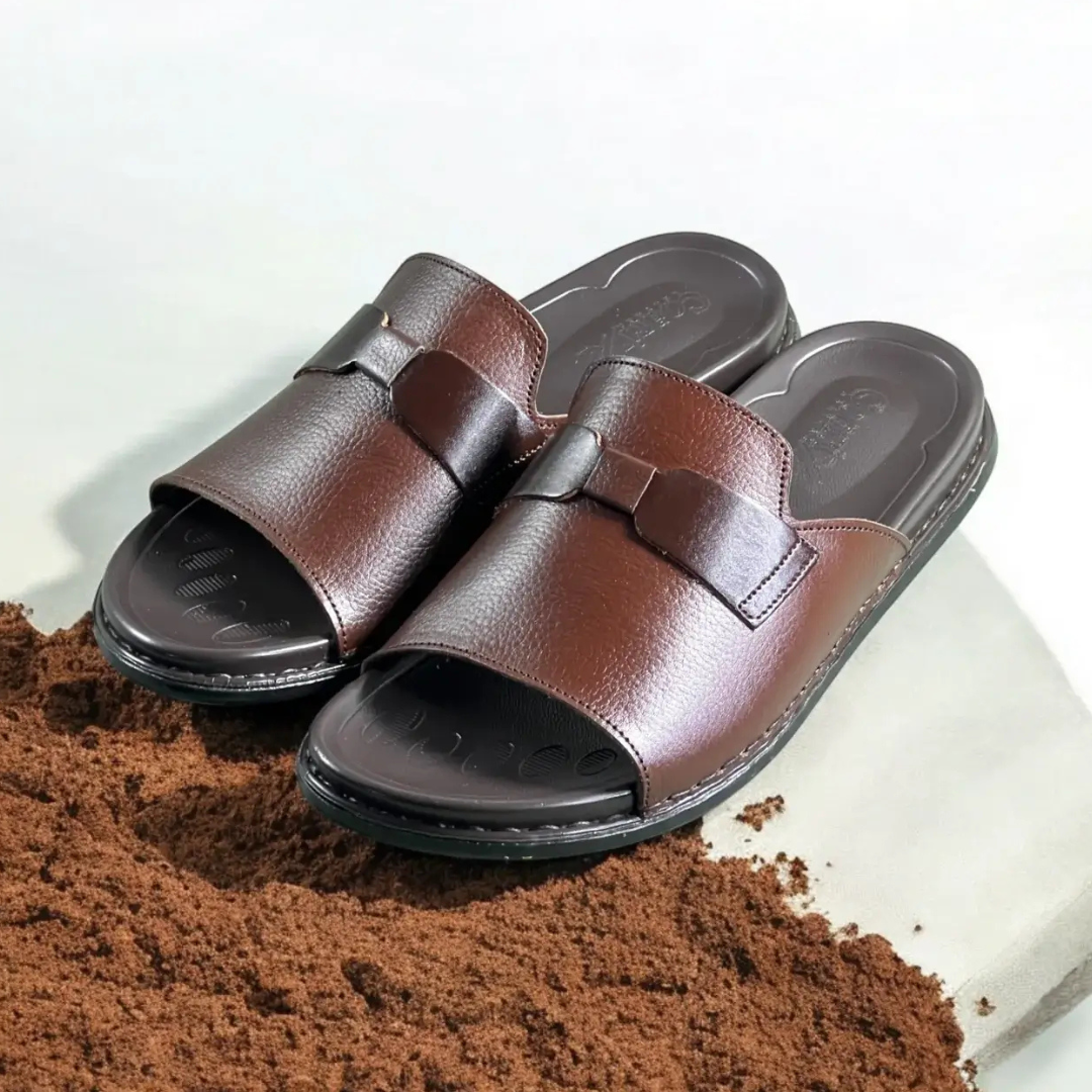 Leather Slipper Brown-3009