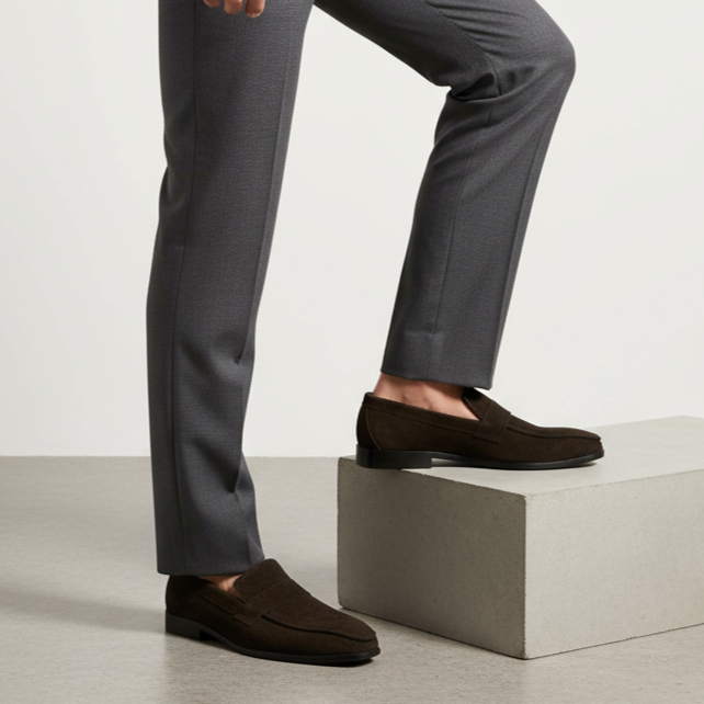 Brown Suede 012 - leather suede shoes with handcrafted leather